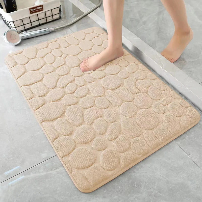 Mat Non Slip Carpets Cobblestone Embossed Bathroom Bath In Wash Basin Bathtub Side Floor Rug Shower Room Doormat Memory Foam