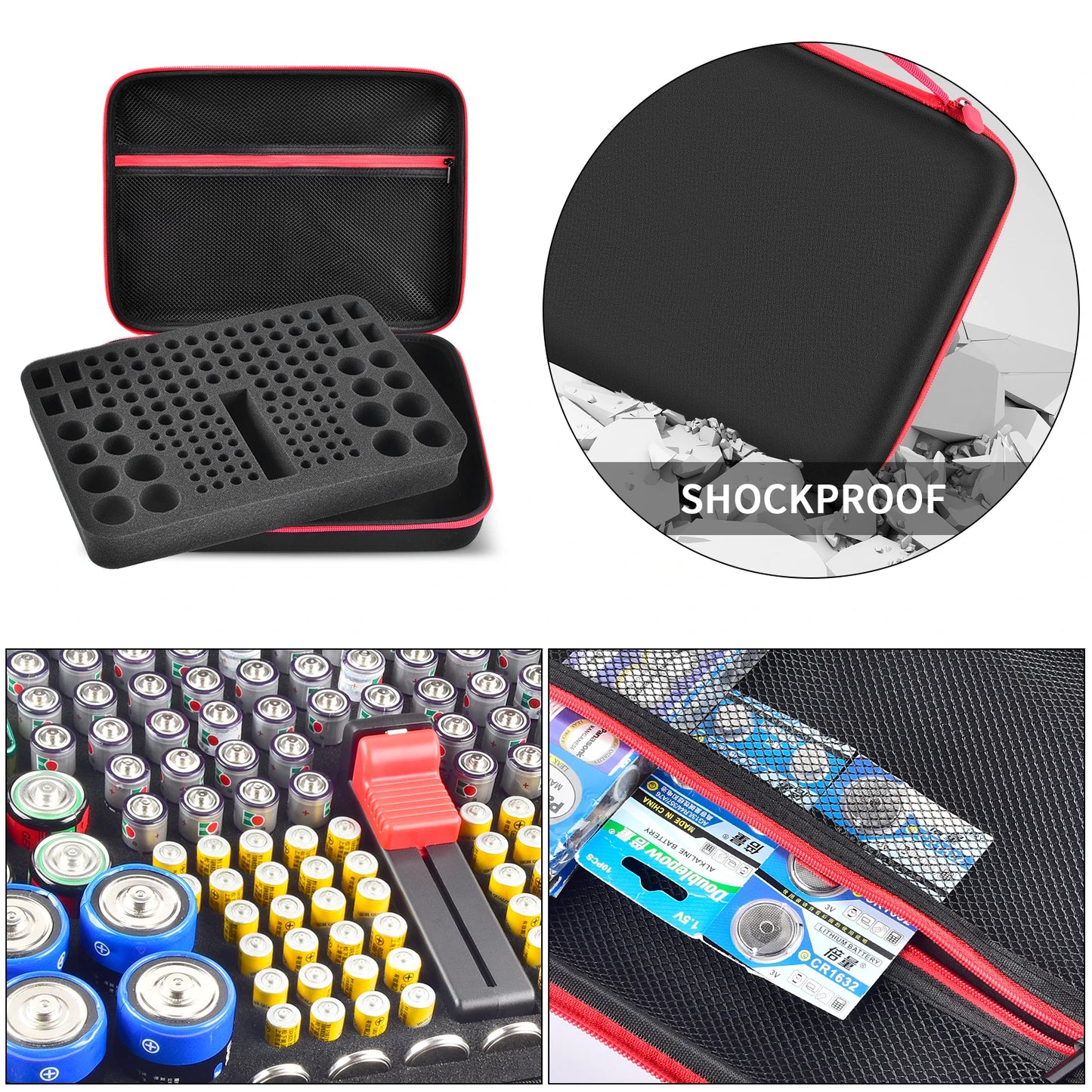 Battery Organizer Case Batteries Storage Holder Container with Tester Checker. Garage Organization Box