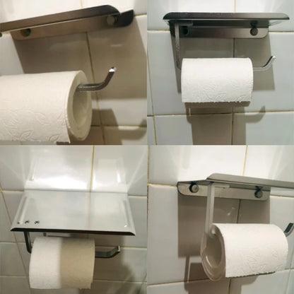 Aluminum Alloy Toilet Paper Holder Bathroom Wall Mount WC Paper Phone Holder Shelf Towel Roll shelf Accessories