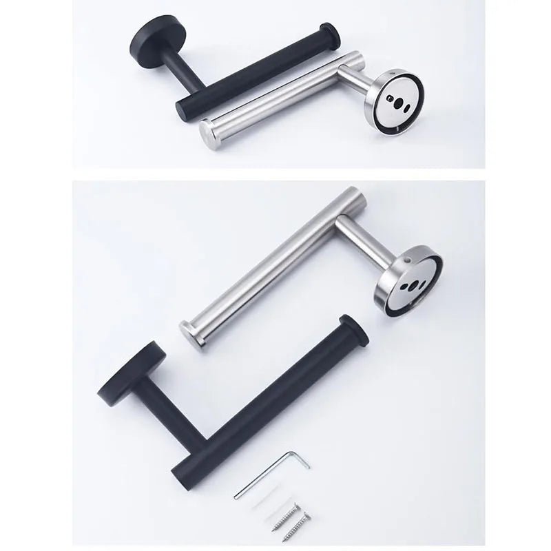 black Toilet Roll Paper Towel Toilet wall Holder Stainless Steel Organizers holder bathroom Self Adhesive Punch-Free Rack Tissue