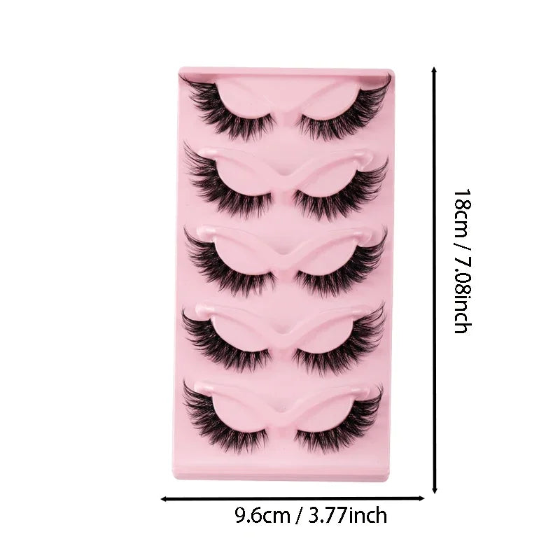 5 Pairs Cat Eye Lashes Faux Mink Eyelashes Natural long Manga Lashes Winged End Eye Elongated Eyelashes Fake Lashes Makeup