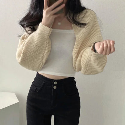 Women's Cardigans Knitted Long Sleeve Ultra Short Shawl Spring Autumn Sweater