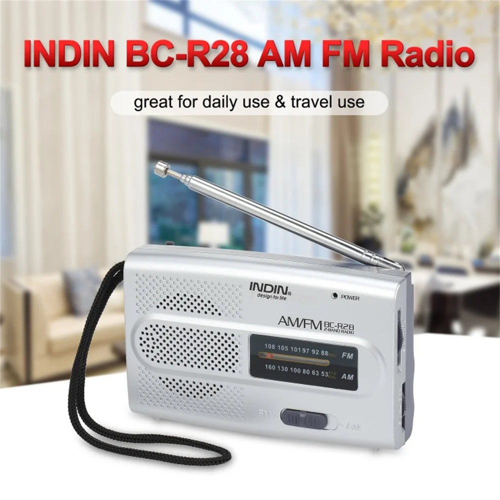 BC-R28 AM FM Radio Telescopic Antenna Radio Speaker Battery Operated Portable Radio Best Reception For Elder Home