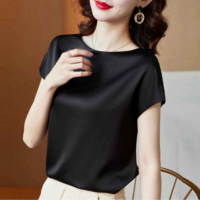 2024 ZANZEA Summer Fashion Blouse Elegant Short Sleeve Satin Shirt Women Stylish OL Work Shirt Female Party Blusas Tunic Chemise