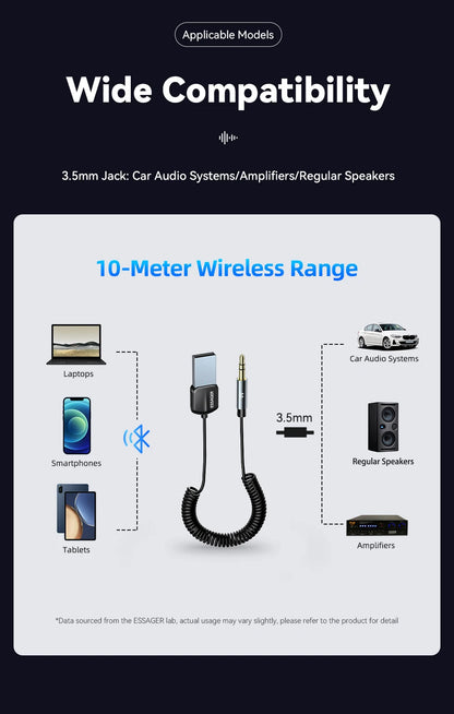 Essager USB Bluetooth Aux Adapter Dongle USB To 3.5mm Jack Audio Wireless Handsfree Kit For Car Stereo Receiver USB Transmitter