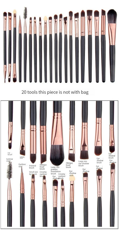 20 PCS Makeup Brush Set Eye Shadow Brush Set Foundation Brush Beauty Tools Super Soft Man-made Fibers Full Set