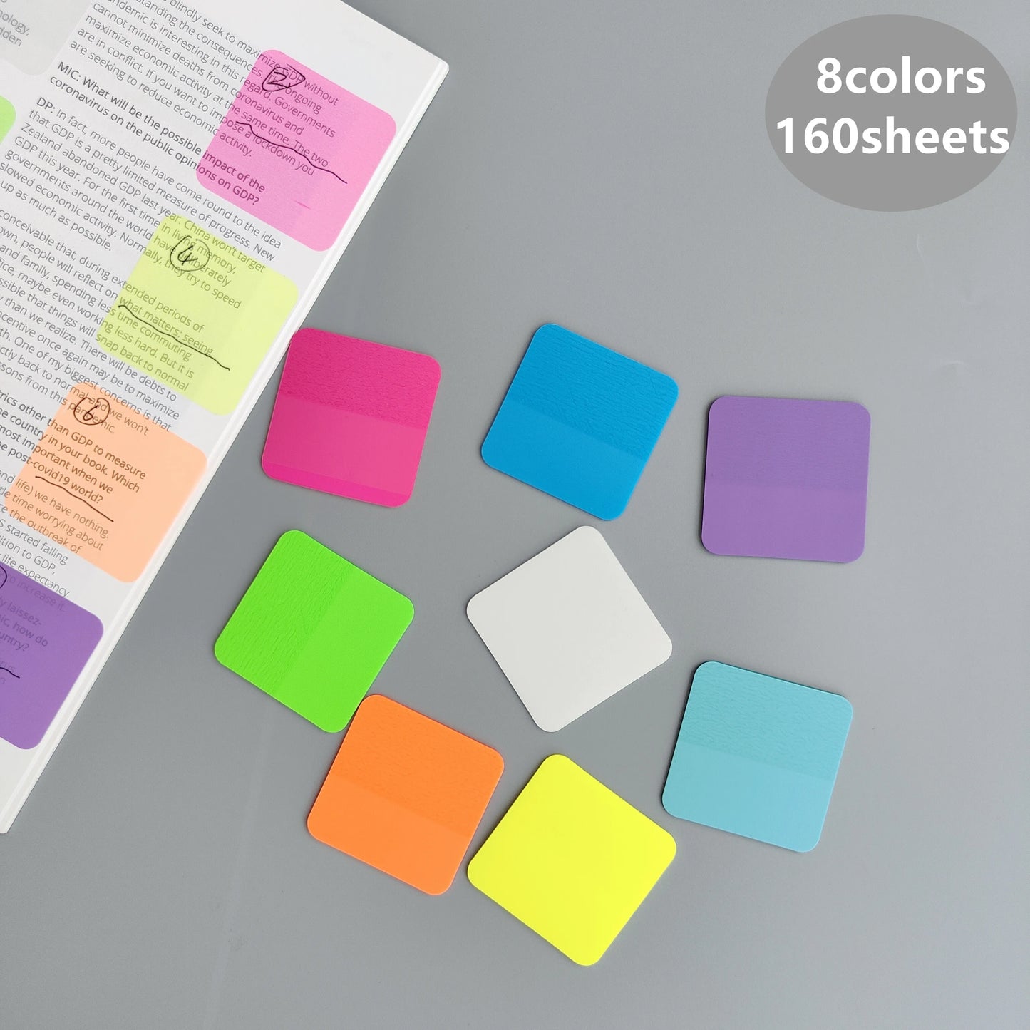 160 folhas 8 cores transparentes notas adesivas raspas adesivos blocos de notas papel transparente bloco de notas papelaria escolar material de escritório