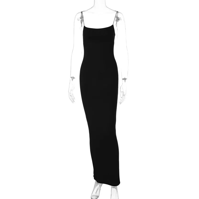 Hawthaw Women Sexy Party Club Evening Streetwear Bodycon Black Long Dress 2024 Summer Clothes Wholesale Items For Business D1758