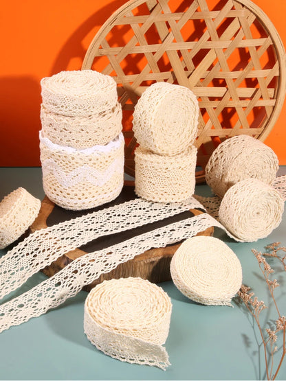 5 Meters Cotton Lace Trim Ribbon Beige Sewing Trim Lace Ribbon Crochet Lace Fabric DIY Wedding Party Craft Christmas Gift Decor