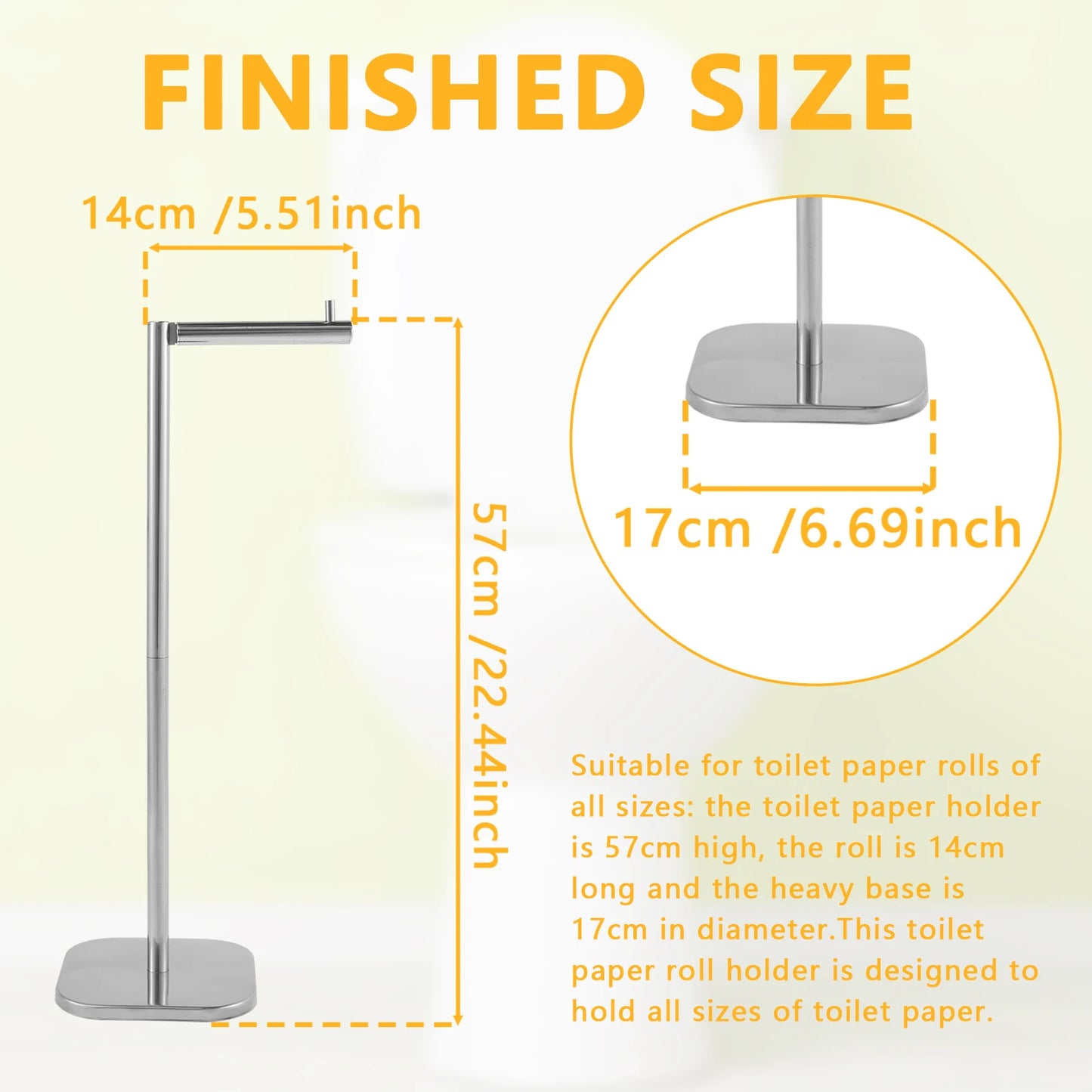 Freestanding Toilet Roll Holders Stainless Steel Toilet Paper Stand Anti-Rust Space Bathroom Tissue Rack Paper Dispenser Storage