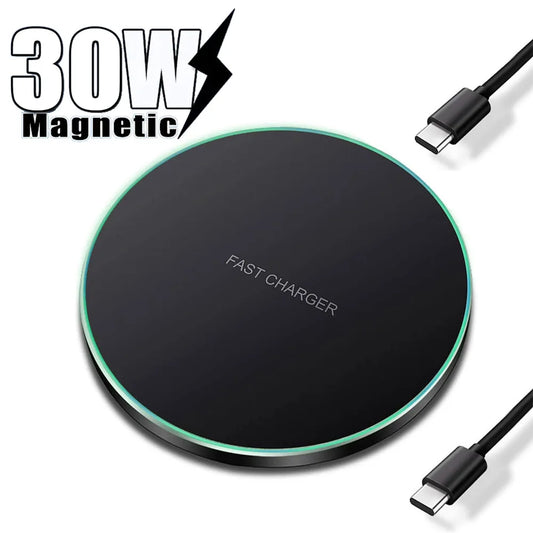 30W Wireless Charger Pad for iPhone 15 14 13 12 Pro Max X Samsung Xiaomi Phone Qi Chargers Induction Fast Charging Dock Station