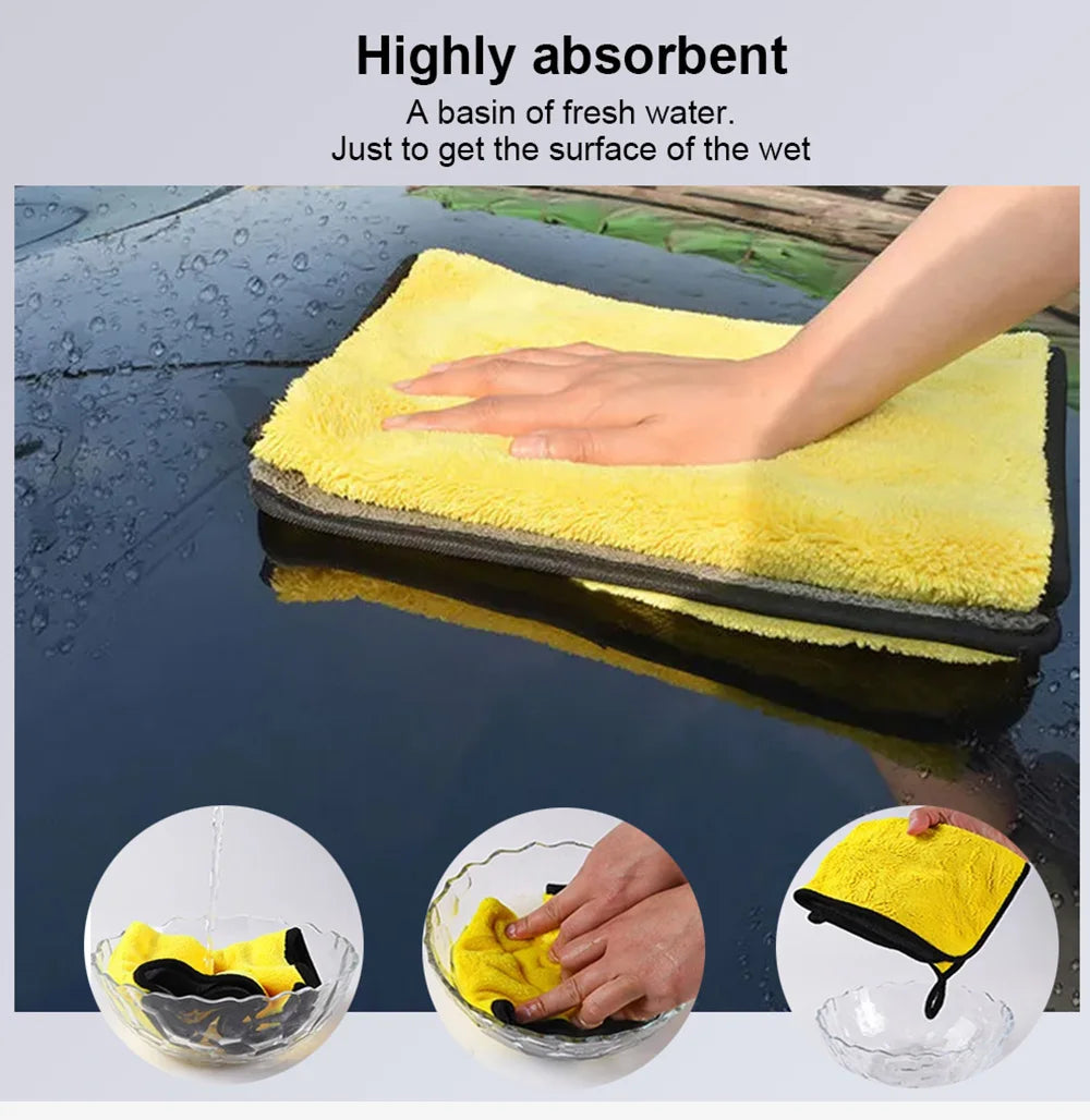 3/5/10Pcs Car Wash Microfiber Towel 30x30/60CM Car Cleaning Drying Cloth Hemming Car Care Cloth Detailing Car Wash Towel