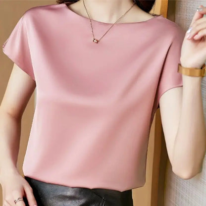 2024 ZANZEA Summer Fashion Blouse Elegant Short Sleeve Satin Shirt Women Stylish OL Work Shirt Female Party Blusas Tunic Chemise