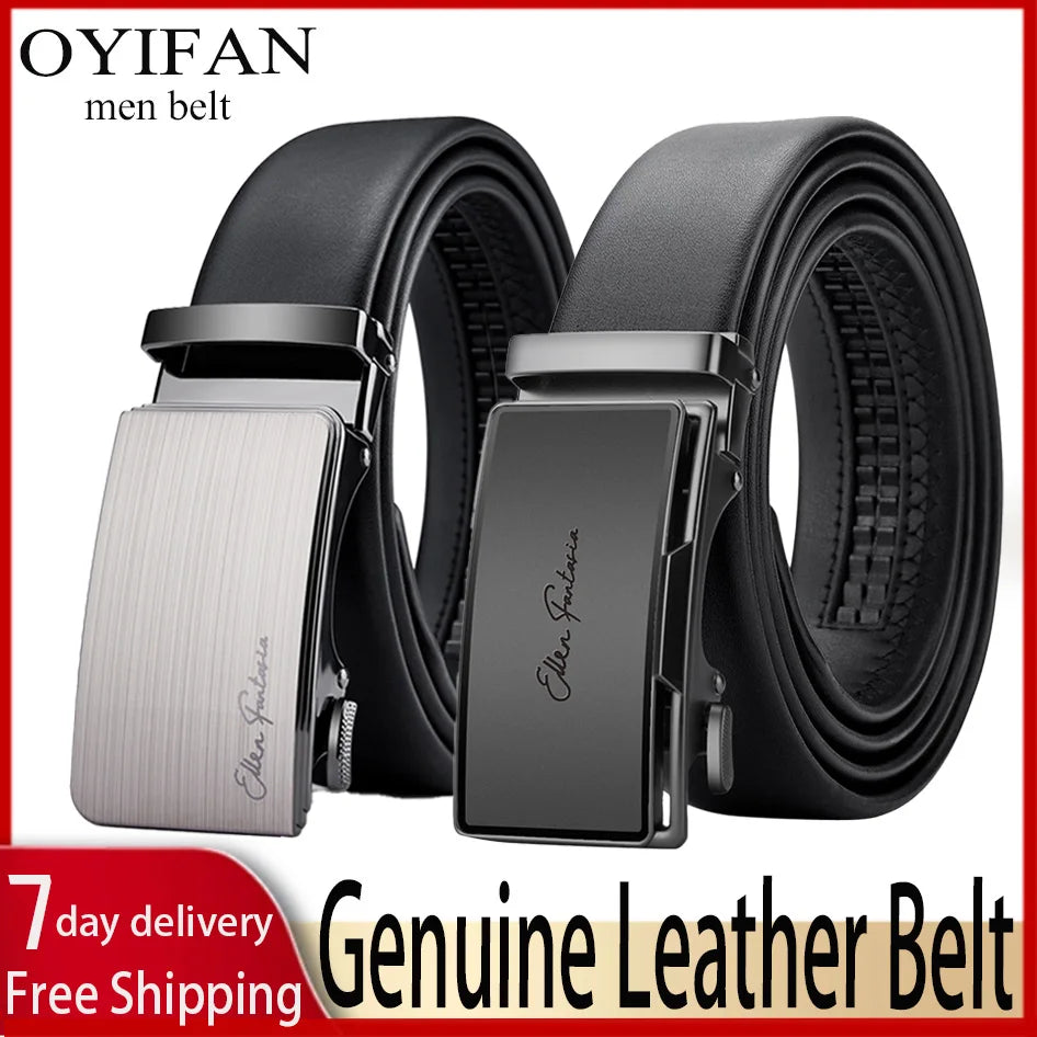 OYIFAN Men Belt Genuine Leather Belt for men Automatic belts Adjustable waistband Business belts 허리띠