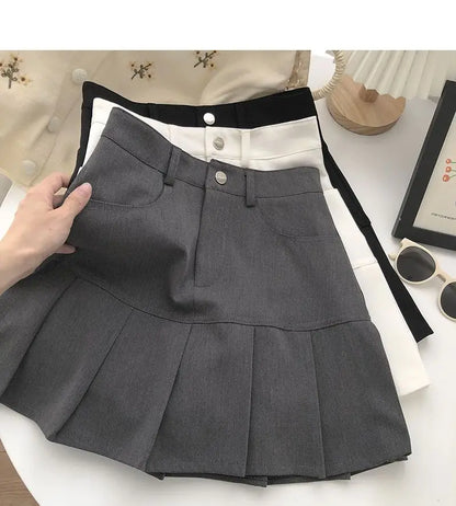 Pleated Skirts Women High Waist Korean Style Summer Solid All-match College Temperament Ulzzang Fashion Mini Sweet Ins Casual