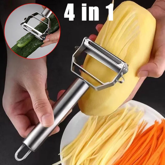 4in1 Peeler Multifunction Grater Julienne Peeler Vegetable Fruit Peeler Stainless Steel Potato Slicer Shredder Kitchen Tool