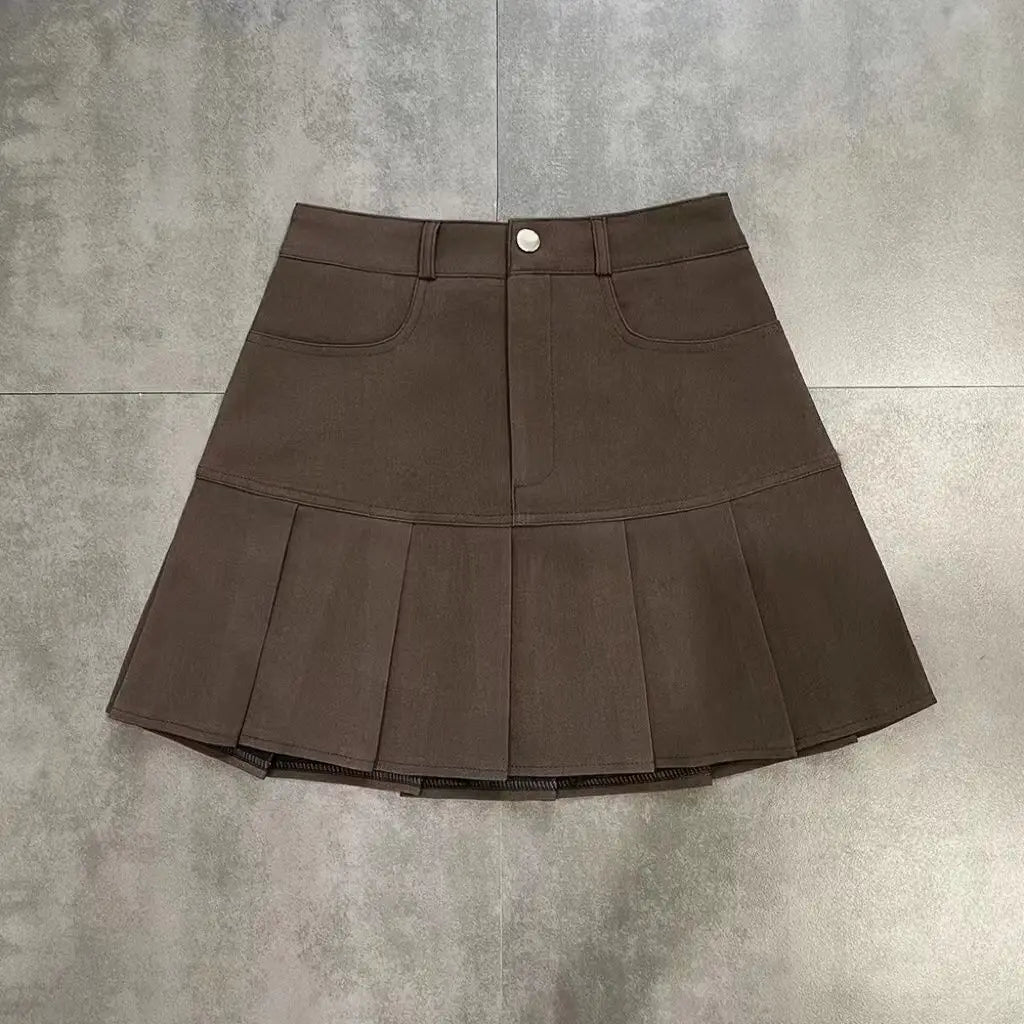 Pleated Skirts Women High Waist Korean Style Summer Solid All-match College Temperament Ulzzang Fashion Mini Sweet Ins Casual