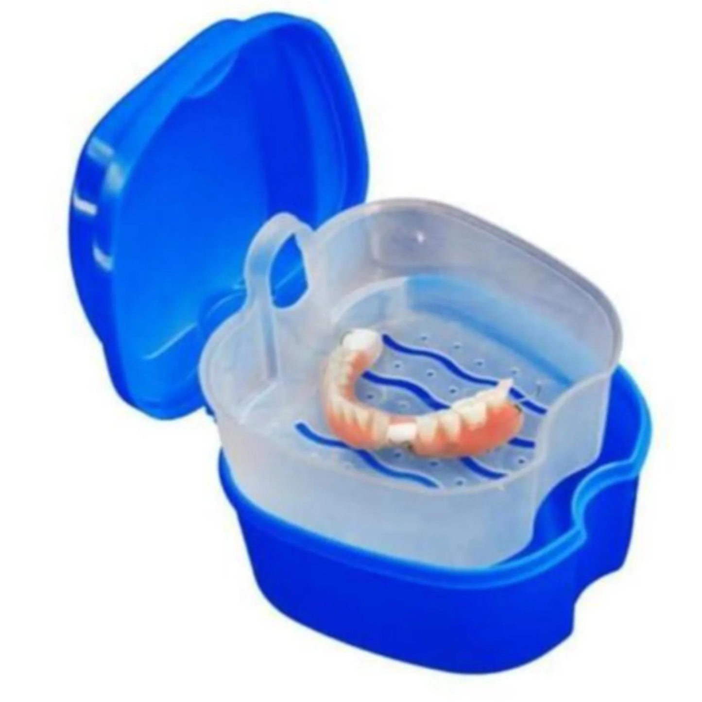 1PC Oral Denture Care Bath Box False Teeth Cleaning Nursing with Hanging Net Container Cleaning False Teeth Bath Case