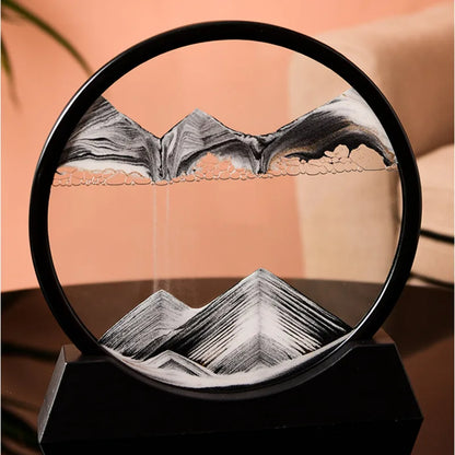 3D Moving Sand Art Picture Round Glass Deep Sea Sandscape Hourglass Quicksand Craft Flowing Painting Office Home Decor Gift