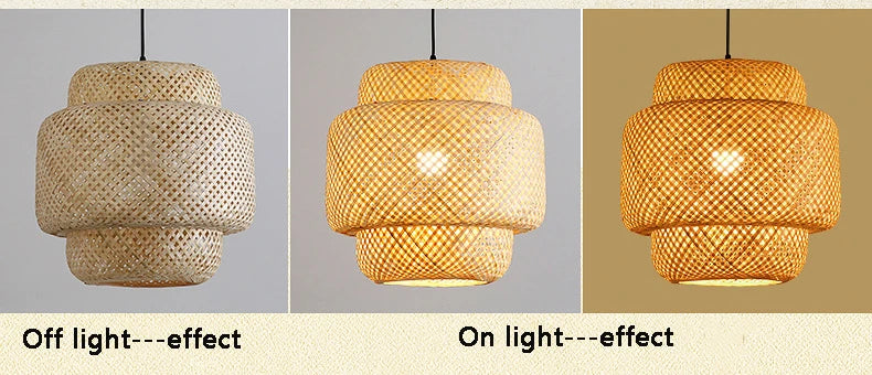 Bamboo Pendant Lamp E27 Hand Knitted Chinese Style Weaving Hanging Lamps 30cm Restaurant Home Decor Lighting Fixtures