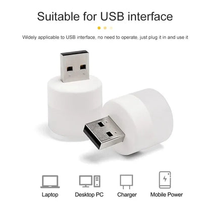 50-1PCS USB Night Light Mini LED Night Light USB Plug Lamp Power Bank Charging USB Book Lights Round Reading Eye Protection Lamp