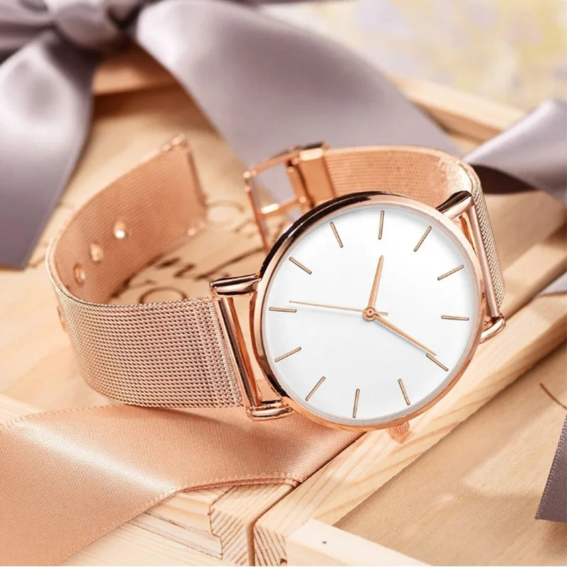 Luxury Rose Gold Watch Women Bracelet Watches Top Brand Ladies Casual Quartz Watch Steel Women's Wristwatch Montre Femme Relogio