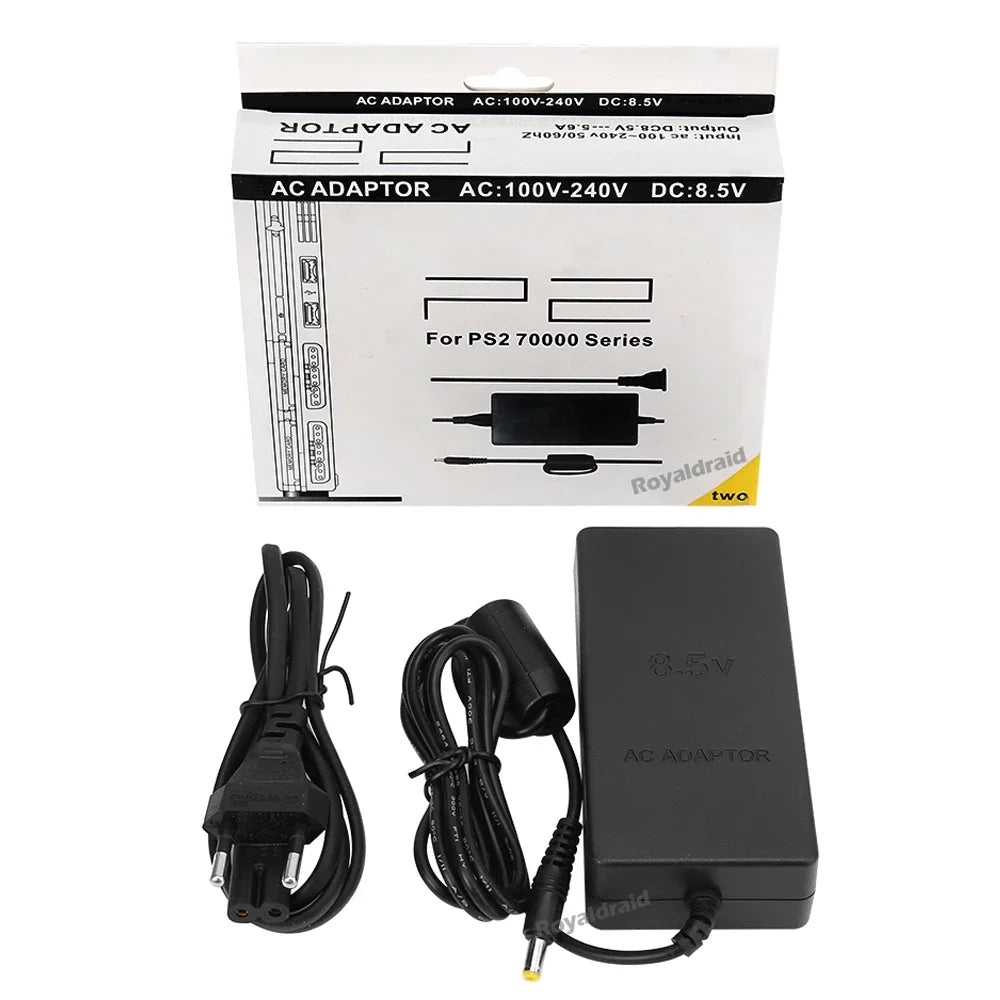 NEW Power Supply For PS2 Replacement AC Adapter Charger Cable Cord 100‑240V DC 8.5V for PS2 Slim 70000 Console EU Plug / US Plug