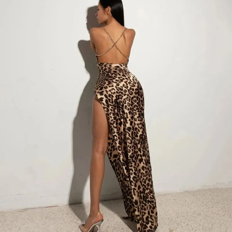 Hawthaw Women Sexy Party Club Evening Streetwear Bodycon Leopard Long Dress 2024 Summer Clothes Wholesale Items For Business