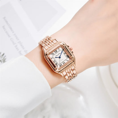 Luxury Branded Women Watches 2023 Simple Square Roman Calendar Women Quartz Watch Fashion Stainless Steel Strap Ladies Clock