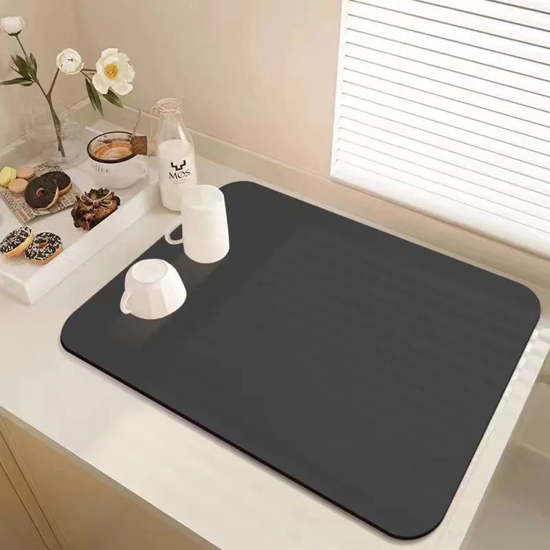 Absorbent coffee mat solid color placemat kitchen cutlery drying mat bottle cutlery placemat floor carpet Cup and bowl drain pad