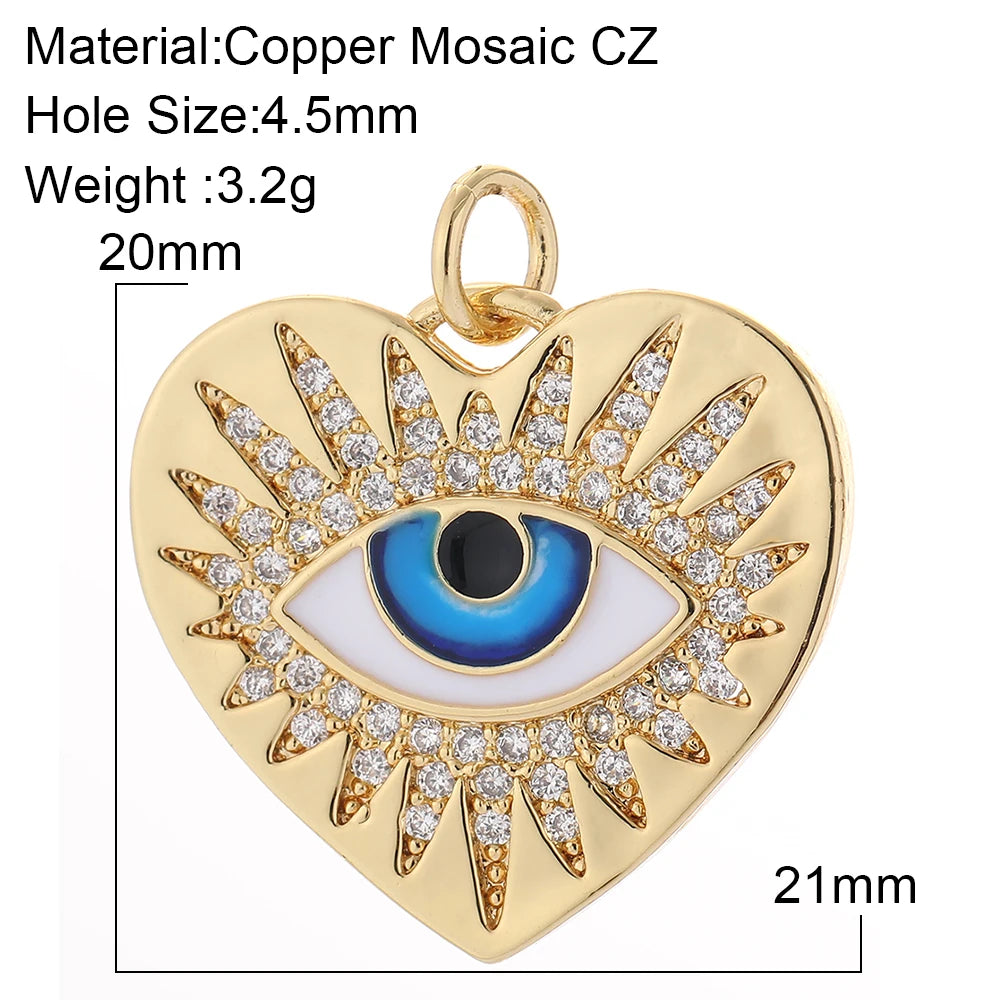 Cute Heart Flower Evil Blue Eye Necklace For Women Gold Color Boho Sun Star Dije Diy Pendant Stainless Steel Chain High Quality