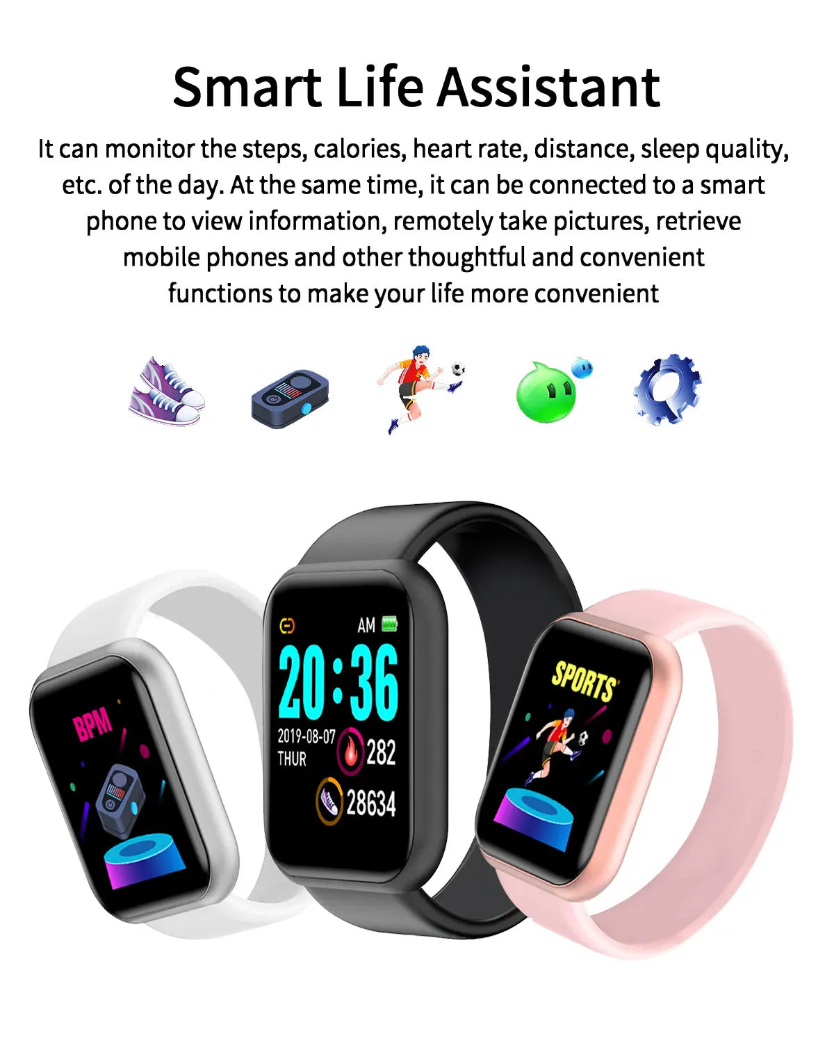 Customized True Pedometer Chip Multifunctional Smart Watch Men Women Bluetooth Connected Phone Music Fitness Sports Bracelet