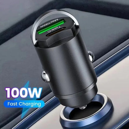 100W Mini Car Charger PD Type C Fast Charging For iPhone 15 QC 3.0 Mini USB C Car Mobile Phone Charger For Samsung Xiaomi Huawei