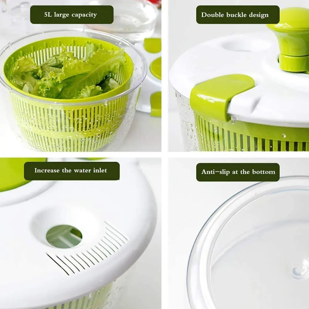 1pc Salad Spinner Dryer Vegetable Fruit Food Dehydrator Quick Drying Multifunctio Manual Kitchen Household Vegetable Dehydrato