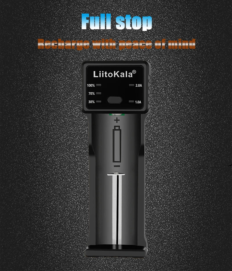 LiitoKala Lii-100C Lii-100 Battery Charger For 18650 18350 26650 16340 RCR123 14500 3.7V 1.2V Ni-MH Ni-Cd 2A USB Smart Charger