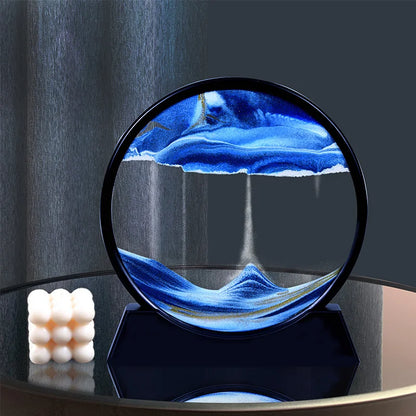 3D Moving Sand Art Picture Round Glass Deep Sea Sandscape Hourglass Quicksand Craft Flowing Painting Office Home Decor Gift