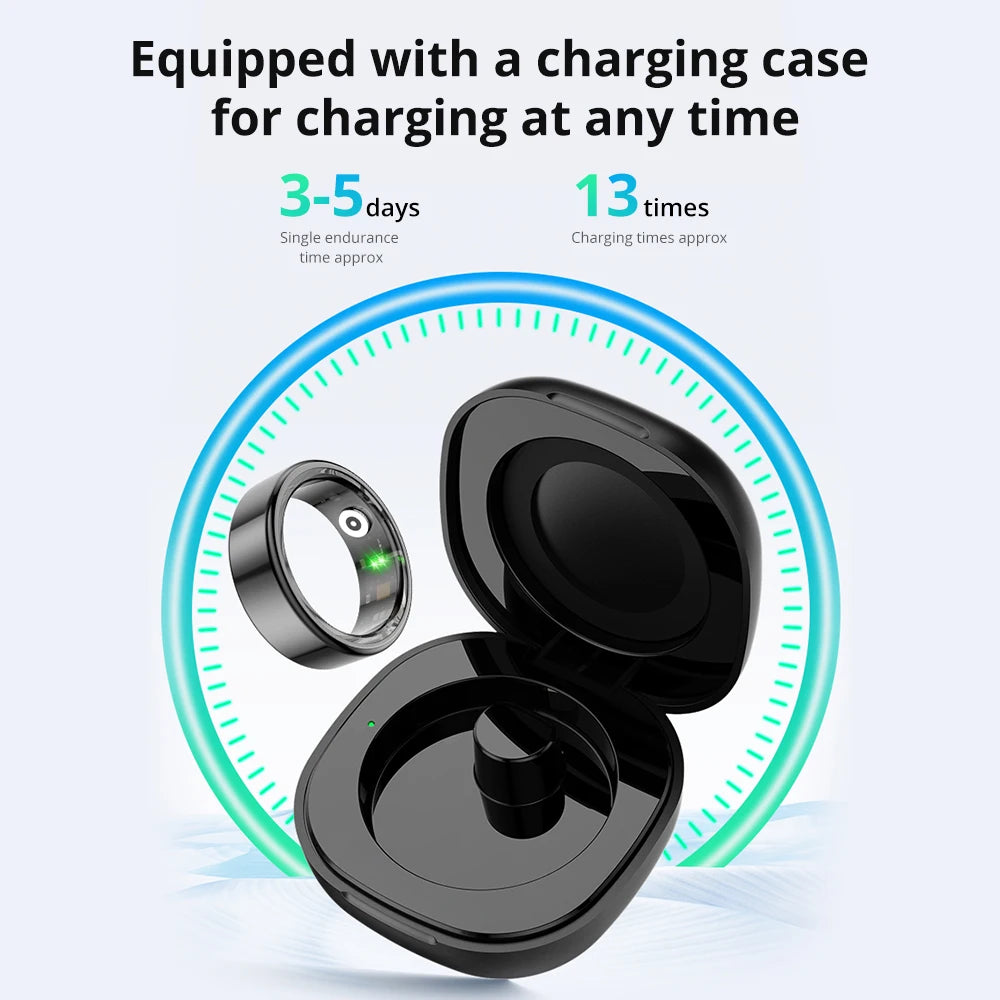 COLMI-R02 Smart Ring with Charging Case for Men Women, Battery Life, 39 Days, Health Monitor, 5ATM Waterproof, Multi-sport Mode