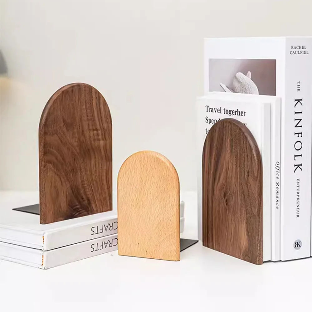 Natureza Madeira Bookends Desktop Bookshelf Organizador de mesa Escritório Casa Livro Acessórios Armazenamento Suporte de livros Madeira Book Ends