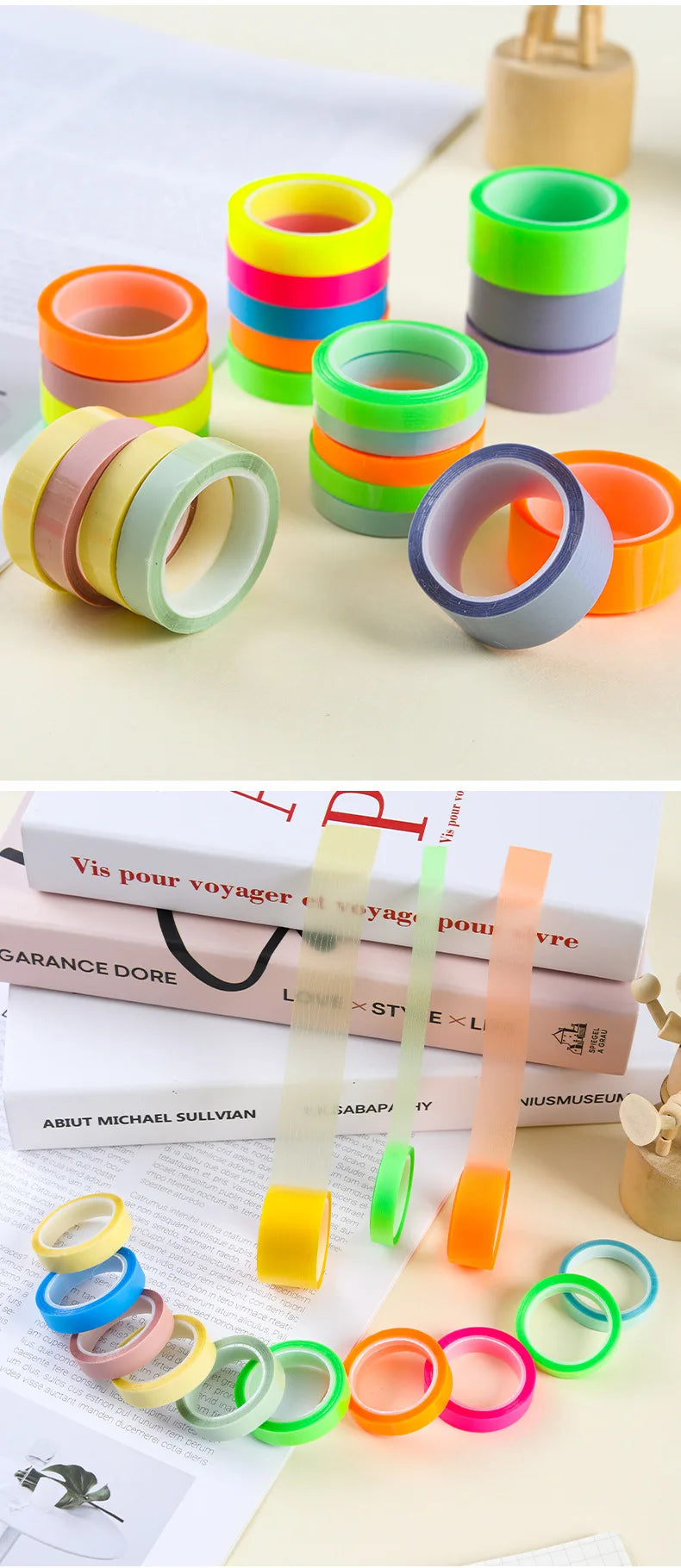 5 Roll 5 Colors Stickers Transparent Fluorescent Index Tabs Flags 5m Sticky Note Stationery Children Gift School Office Supplies