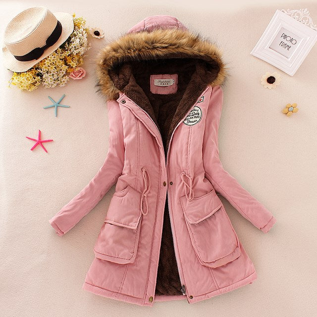 2023 New Autumn Winter Women Cotton Jacket Padded Casual Slim Coat Emboridery Hooded Parkas Wadded Warm Overcoat