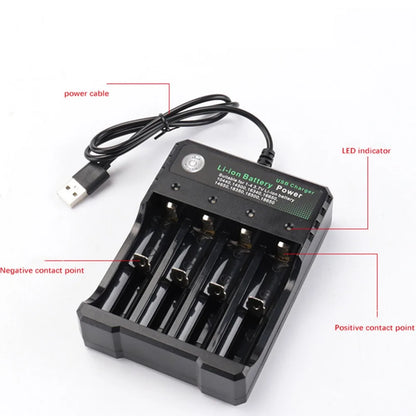 18650 Battery Charger Black 1 2 4 Slots AC 110V 220V Dual For 18650 Charging 3.7V Rechargeable Lithium Battery 4 Ports Charger