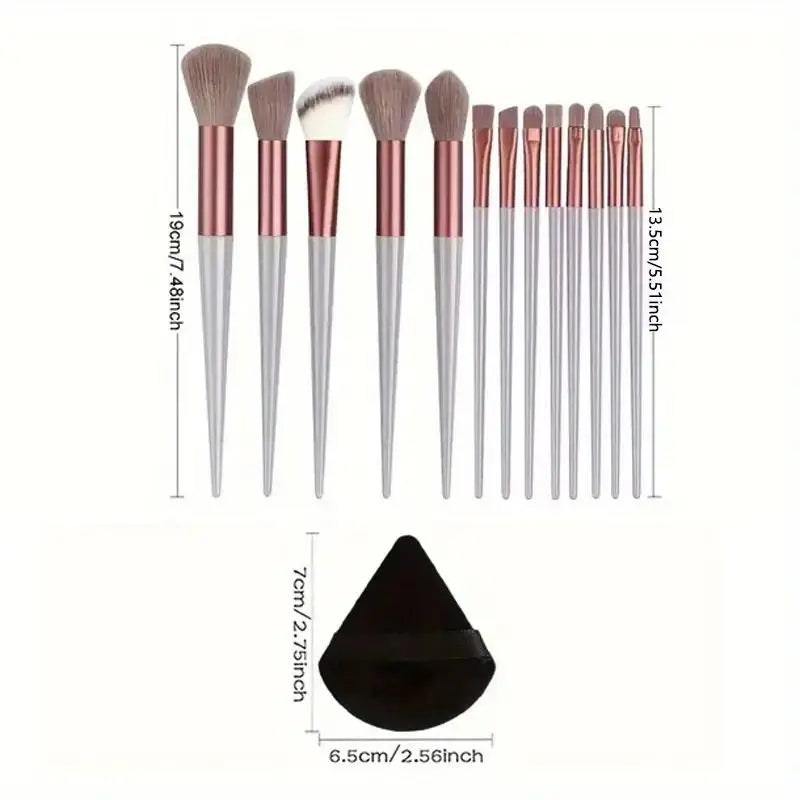 13pcs Premium Synthetic Nylon Bristle Makeup Brush Set - Soft, Gentle, and Cruelty-Free for Flawless Foundation, Blush, Powder,