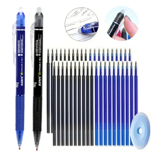 23pcs/set 0.5mm Large Capacity Ink Erasable Gel Pen with Refill Set Office Writing Stationery Black/Blue Magic Ink Erasable Pen