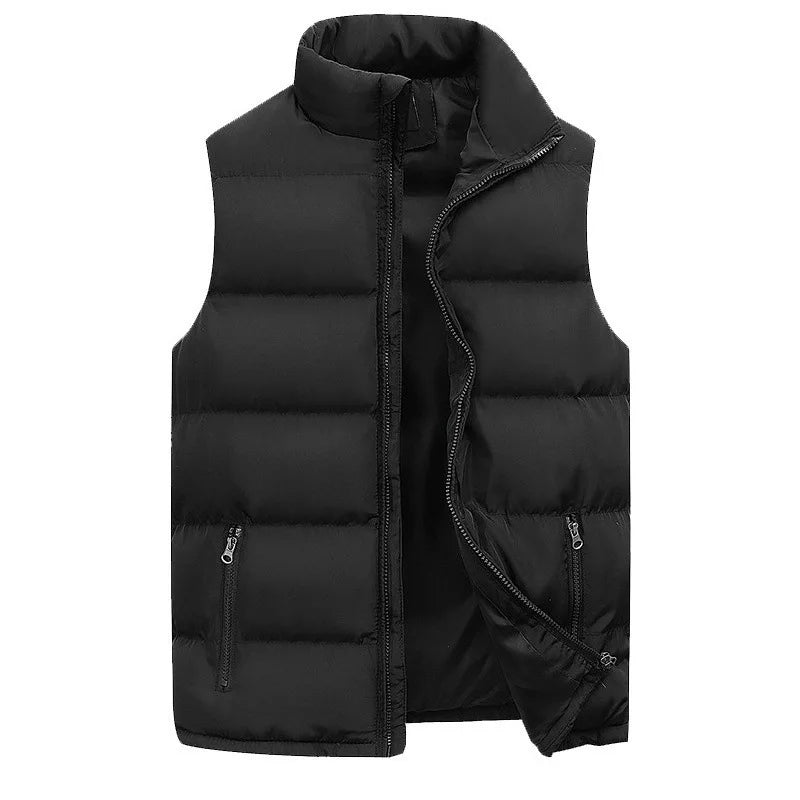 Mens Vest Jacket Warm Sleeveless Jackets Winter Waterproof Zipper Coat Autumn Stand-up Collar Casual Waistcoat Brand Clothing