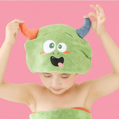 Cute Cartoon Animal Child Hair Towel Cap Drying Hat Quick-dry Microfiber Super Absorption Hair Twist  Kid Bath Hat Bathroom