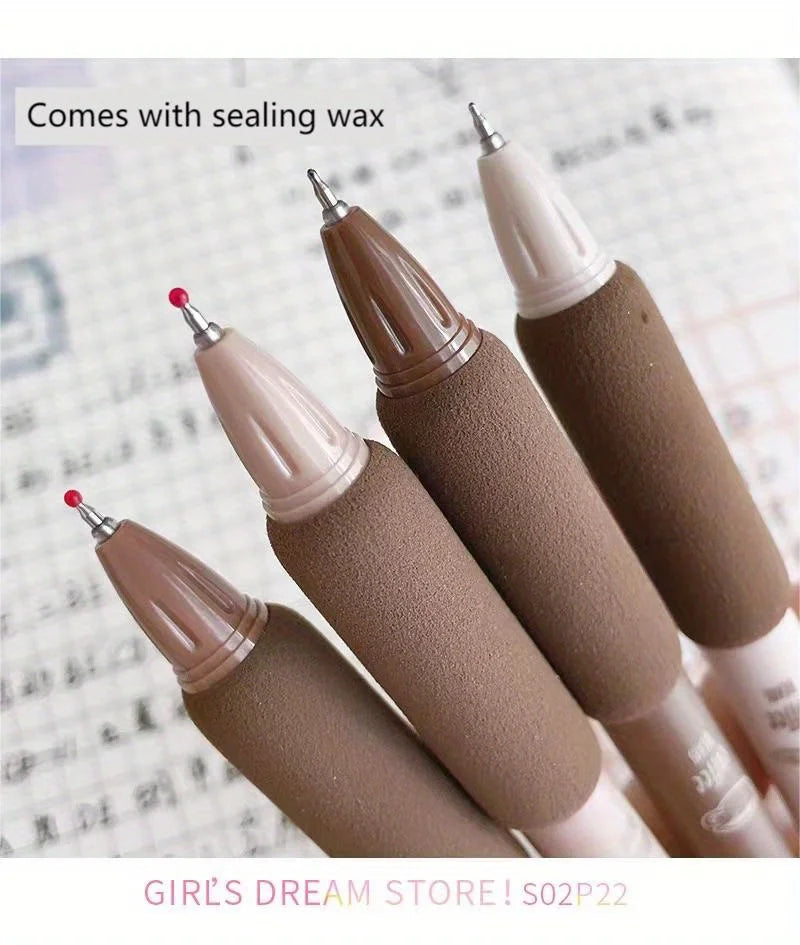 4pcs Cute Kawaii Coffee Soft Bread Gel Pen Set 0.5mm Black Color Ink For Writing Office School Stationery Supplies