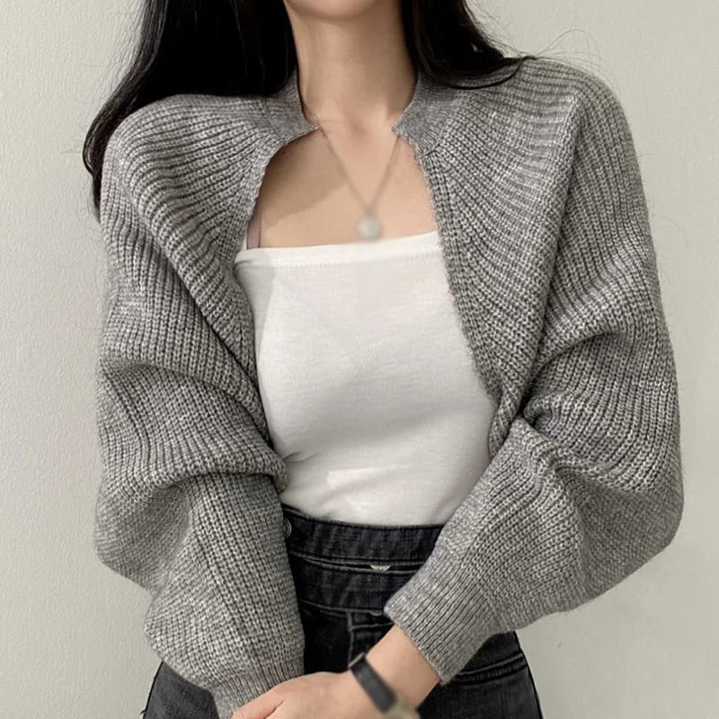 Women's Cardigans Knitted Long Sleeve Ultra Short Shawl Spring Autumn Sweater