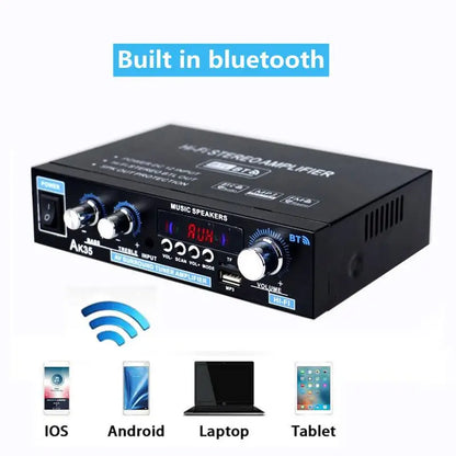 AK35/AK45/AK55 Sound Amplifiers Bluetooth Digital Amplifier for Home Car Karaoke 2 Channel HiFi Stereo AMP FM USB Remote Control