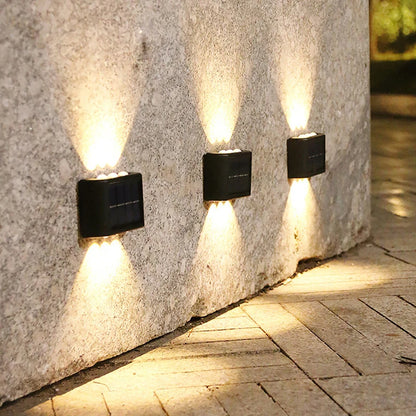 6LED Solar Lights, Outdoor Waterproof Atmosphere Wall Lamp,Up And Down Light Control for Garden Yard Street Balcony Terrace Deco