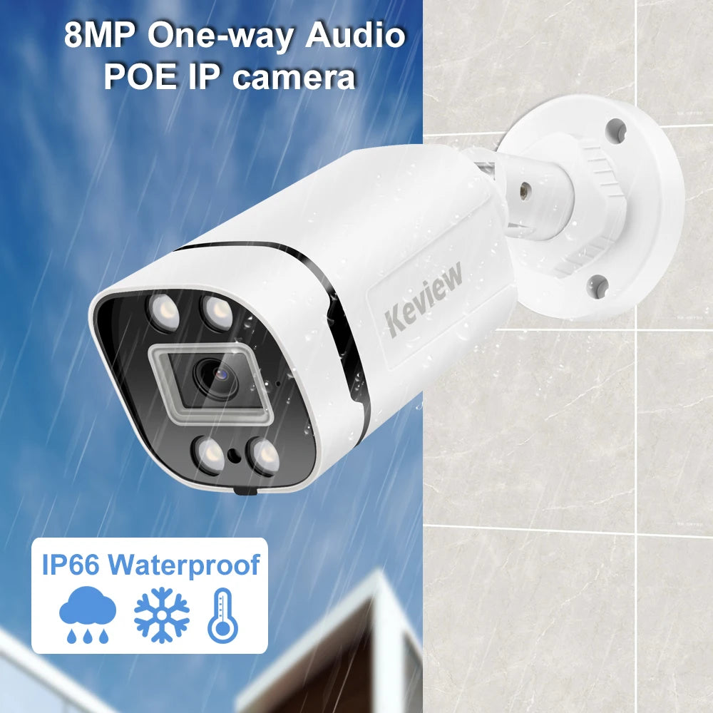 4K 8MP POE IP Camera Audio Outdoor POE/NOT POE H.265 Onvif Bullet CCTV Home 5MP Color Night Vision Security Camera